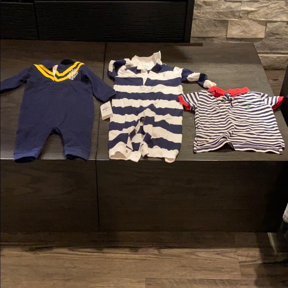 (2) Long Sleeve Rompers (1) Polo Shirt